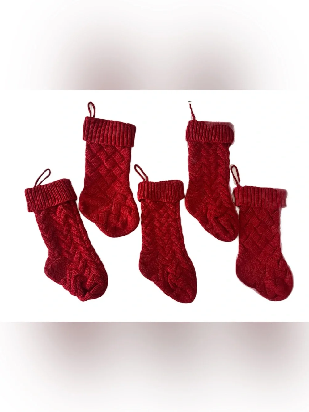 Cable Knit Christmas Stockings Holiday Mantel Decor Rustic Farmhouse Set 5